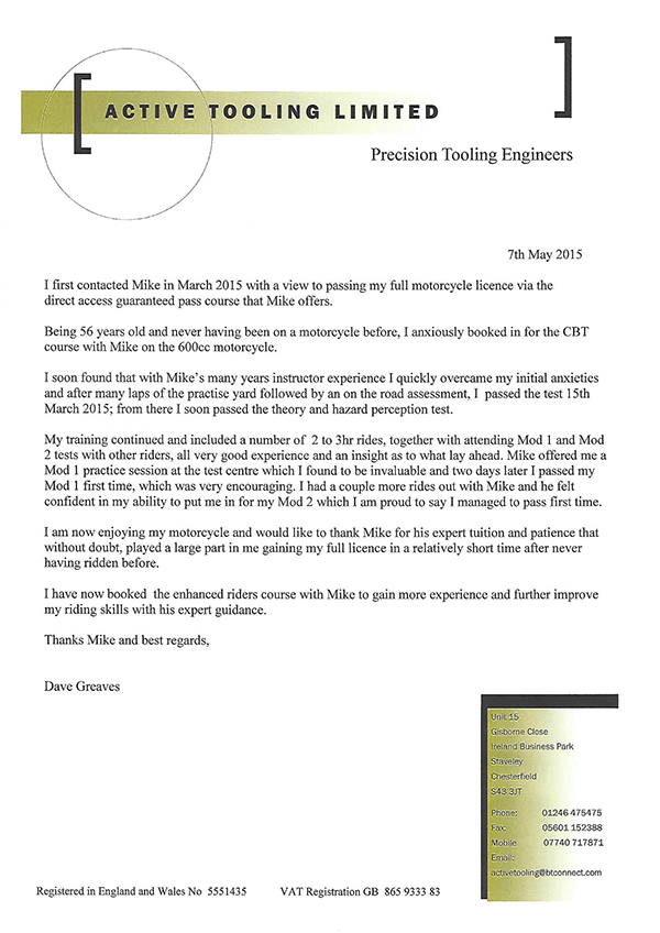 MB Motorcycle Training testimonials